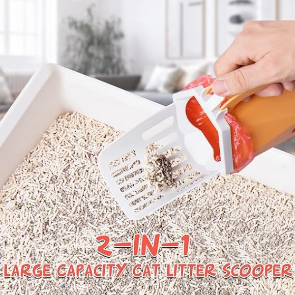 Cat Litter Scoop with HolderShovel with 15 Refill Bags( Smallyellow